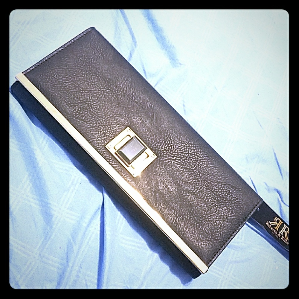 Black leather clutch